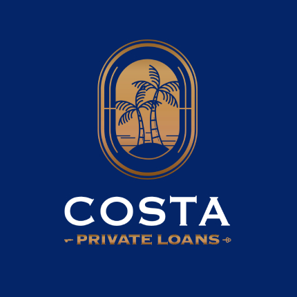 Logo of Costa Private Loans with palm trees inside an oval frame.