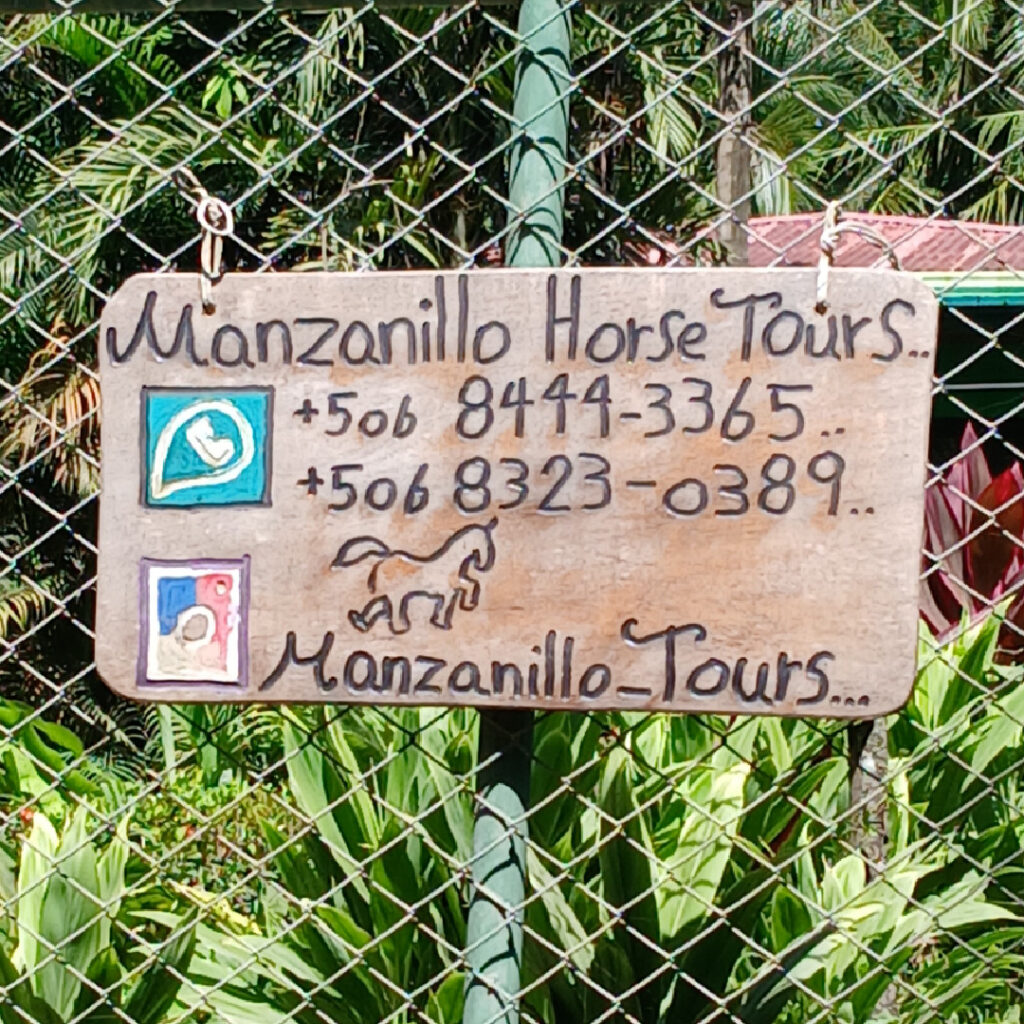 Sign for Manzanillo Horse Tours in Santa Teresa, Costa Rica