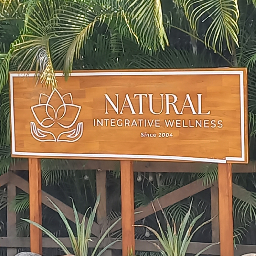 Natural and integrative wellness spa sign at Hotel Tropico Latino in Santa Teresa, Costa Rica.