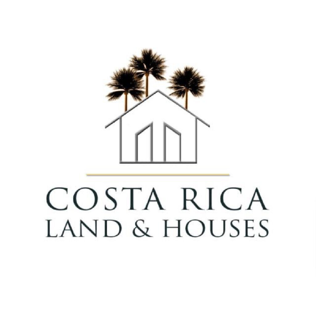 Logo featuring a simple house outline with palm trees, representing Costa Rica real estate.