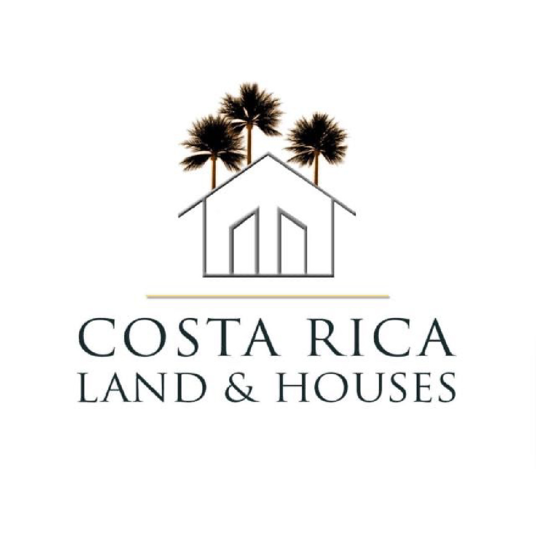 Logo featuring a simple house outline with palm trees, representing Costa Rica real estate.