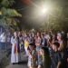 Good Friday Via Crucis procession at Iglesia Católica de Cóbano Costa Rica with community gathered in street service