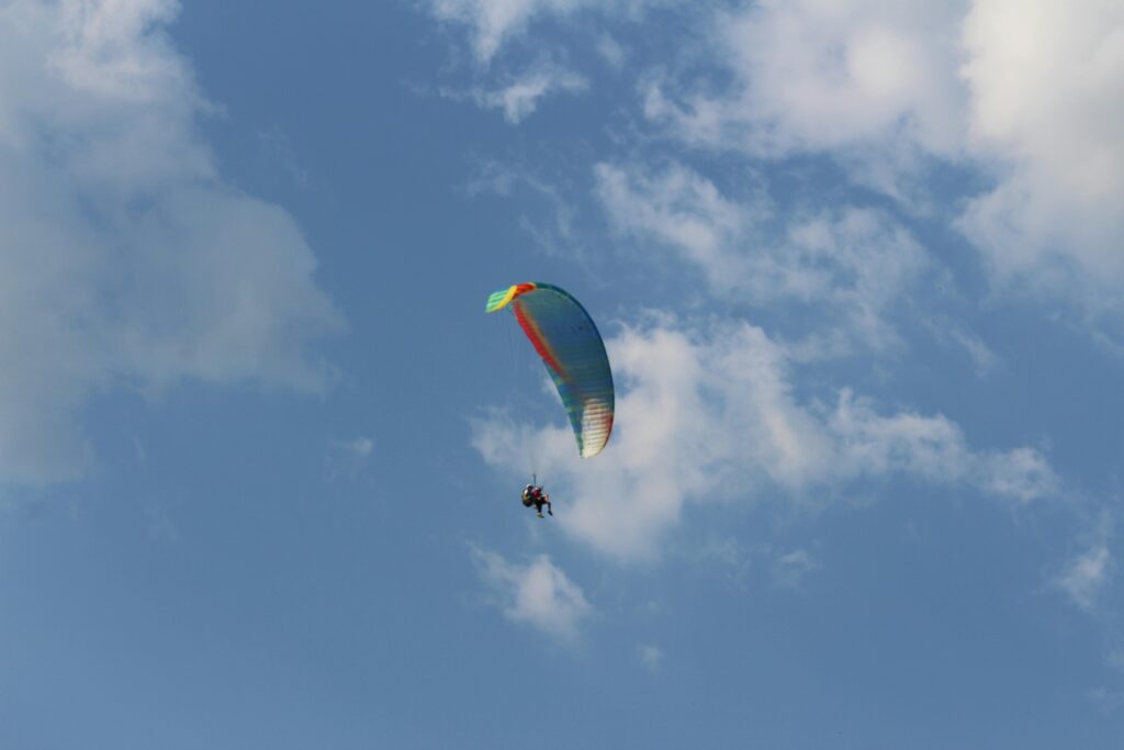 Skydiver over coastline near Santa Teresa Costa Rica