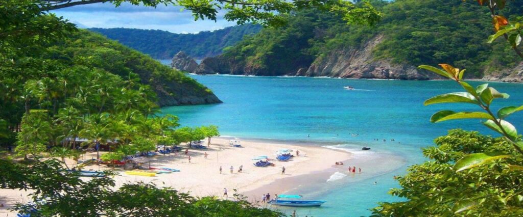 White sand beach and turquoise water at Tortuga Island Costa Rica