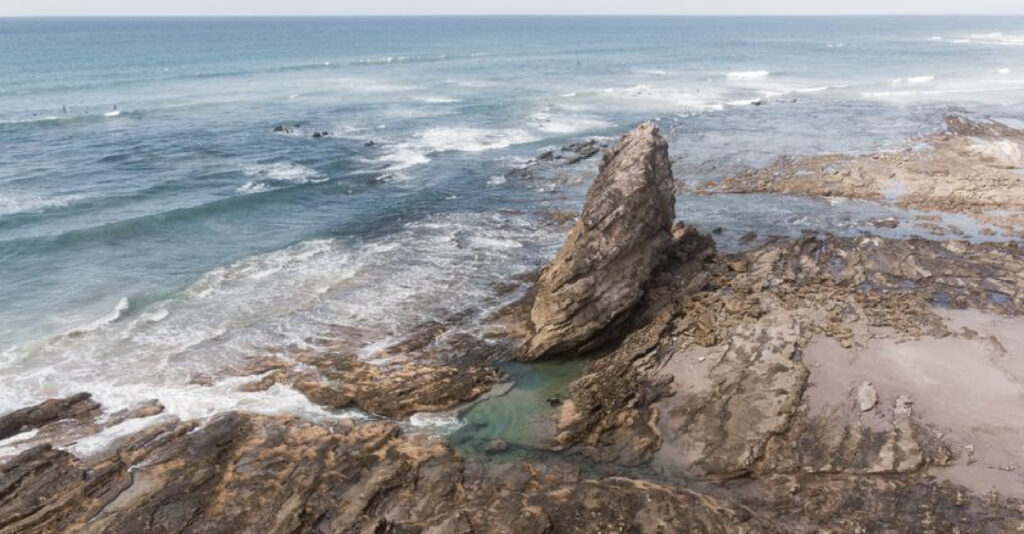 La Piñon rock formation exposed at low tide Santa Teresa North Costa Rica