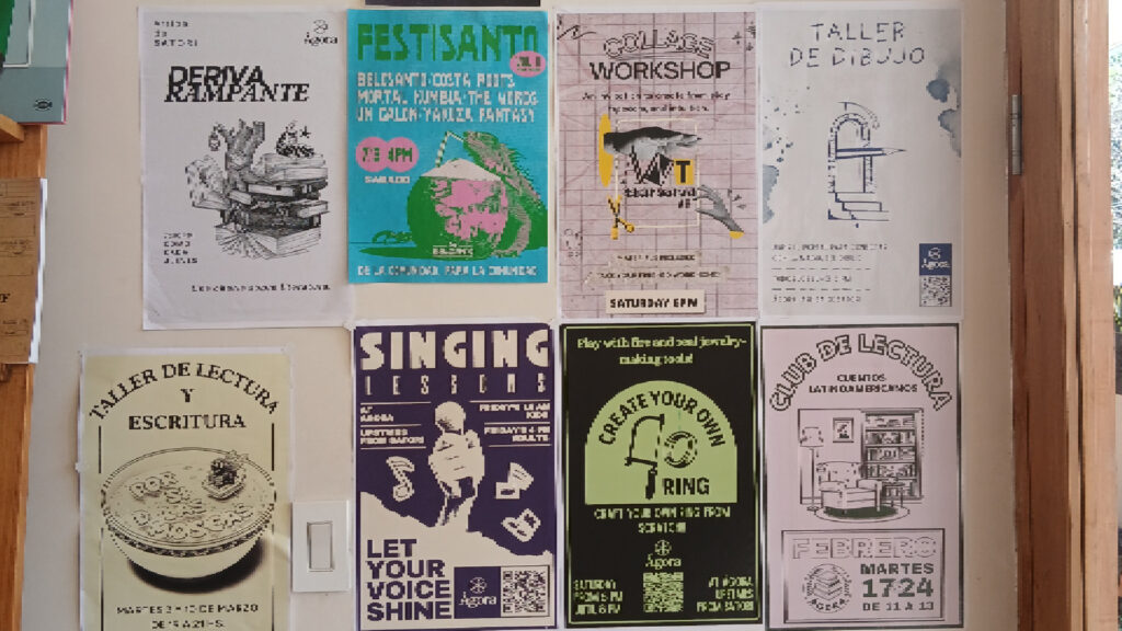 AGORA workshop wall of flyers