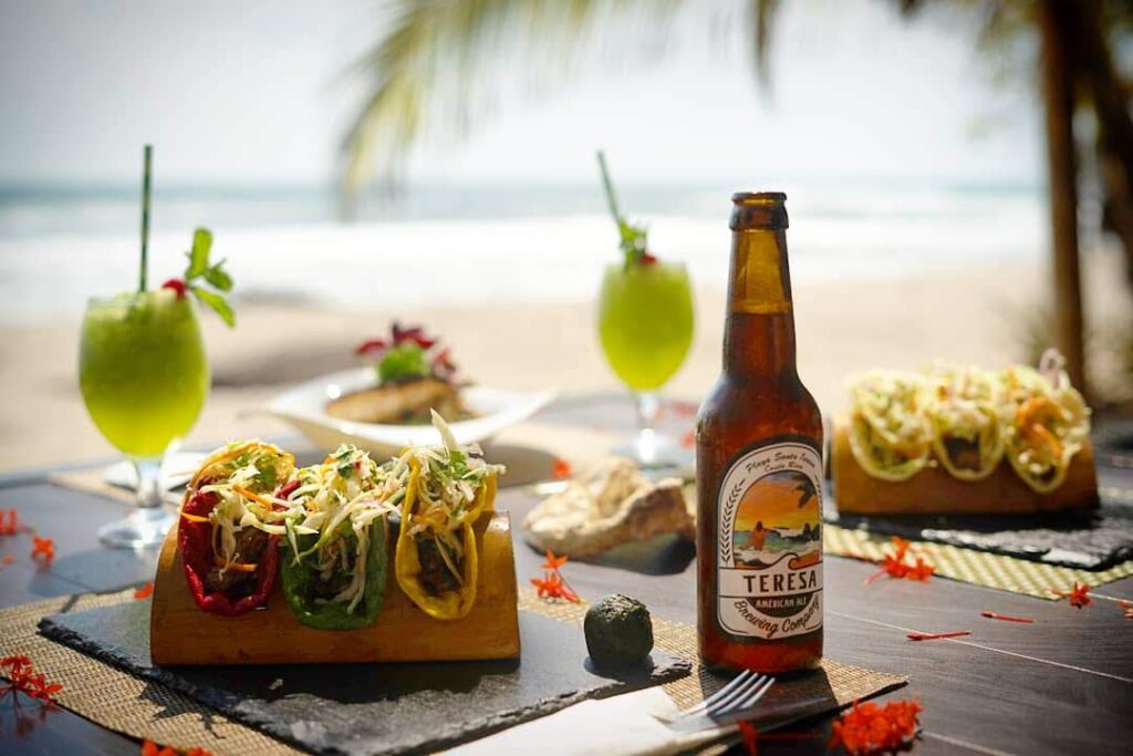 Fresh fish tacos and mint lemonade with ocean view Santa Teresa Costa Rica